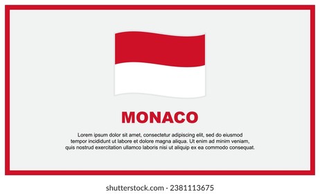 Plantilla de diseño de fondo de resumen de bandera de Mónaco. Cartel del Día de la Independencia de Mónaco, Ilustración de vectores de medios sociales. Banner de Mónaco