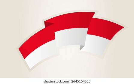 Bandeira de Mônaco em forma de fita abstrata, símbolo nacional do Mônaco. Este vetor é ideal para uso em eventos nacionais, Dia da Independência, competições desportivas internacionais.