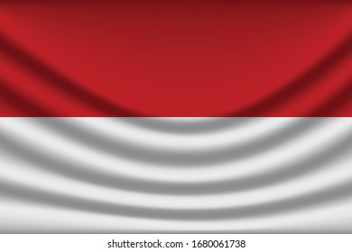 Fondo de la bandera de Mónaco con textura de tela. Indicador Mónaco de ilustración vectorial eps10. - Vector