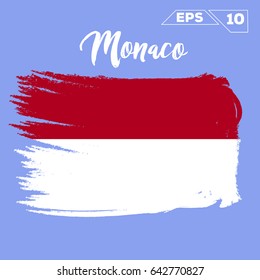 Monaco flag brush strokes painted vector illustration