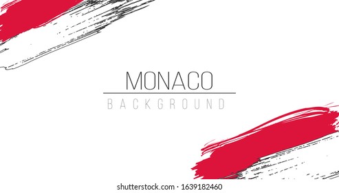 Monaco flag brush style background with stripes. Stock vector illustration isolated on white background.