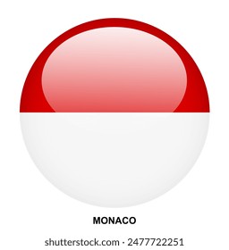 BOTÓN de la bandera de MÓNACO sobre fondo blanco