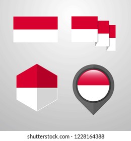 Monaco flag design set vector