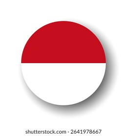 Monaco flag - flat vector circle icon or badge with dropped shadow.