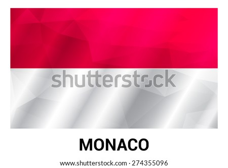 Monaco Flag, geometric polygonal shapes. Vector illustration.