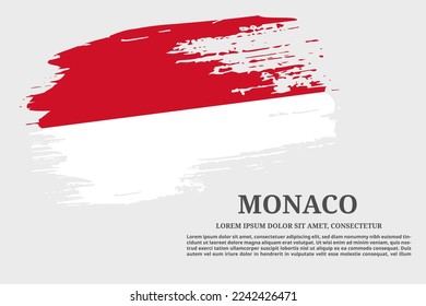 Monaco flag grunge brush and text poster, vector