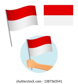 Monaco flag in hand. Patriotic background. National flag of Monaco vector illustration