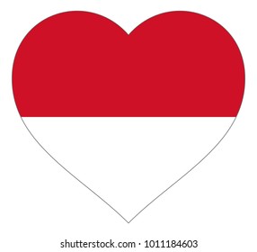 monaco flag in heart vector illustration sign. Flag of monaco in the shape of Heart with contrasting contour, symbol of love for his country or valentine day, patriotism.