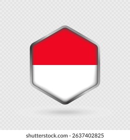 Monaco Flag Icon in Hexagon Shape.