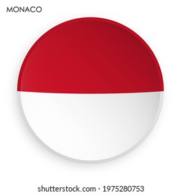 Monaco flag icon in modern neomorphism style. Button for mobile application or web. Vector on white background