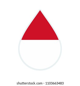 Monaco flag icon. Water icon. Drop water. Monaco badge. Flag drop. Indonesia flag icon. Indonesia badge.