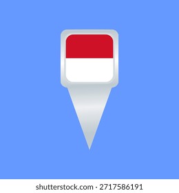 Monaco Flag Location Pin Icon. Glossy Map Pointer Vector Illustration. Ideal for travel apps, navigation maps, geographic markers, tourism projects