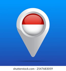 Ícone do mapa da bandeira de Mônaco. Ícone brilhante. 3QUINQUIES. Ilustração de vetor.