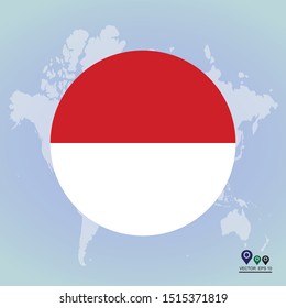 Monaco flag, official colors and proportion correctly. National Monegasque flag. Raster illustration. Simple vector button flag - Monaco.
