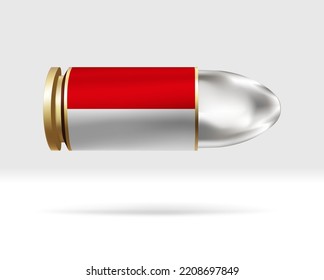 Bandera de Mónaco en bala. Peligro de bala moviéndose por el aire. Plantilla de marca. Fácil edición y vector en grupos. Ilustración vectorial de bandera nacional en segundo plano.