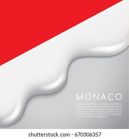 Monaco Flag on Creamy Liquid Dripping : Vector illustration