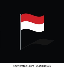 Monaco flag on pole vector graphics