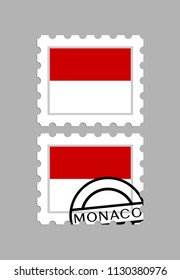 Monaco flag on postage stamps