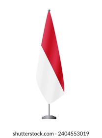 Monaco flag on flag stand for official meetings, transparent background, vector