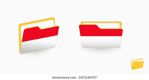 Monaco flag on two type of folder icon. Vector illustration.