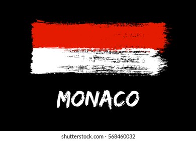 Monaco flag paint brush strokes