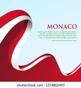 Monaco flag in ribbon shape. template for independence day poster design. vector illustration EPS 10