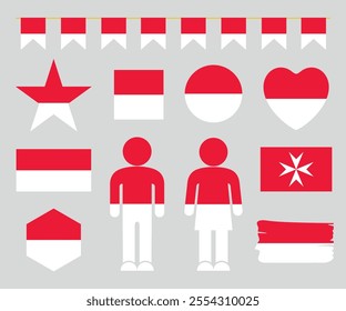 Monaco flag set. Isolated Monaco flag on white background