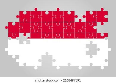 Monaco flag shape of jigsaw puzzle vector, puzzle map, Monaco flag for children and classroom, country logo asset, solve problem concept, flat design