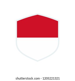 Monaco flag. Monaco shield flag. Indonesia flag. Indonesia shield flag