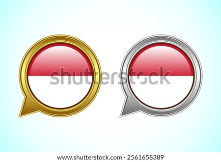 Monaco flag speech bubble. Speaking flag icon in gold and silver color