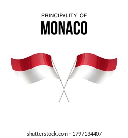 Monaco flag state symbol isolated on background national banner. Greeting card National Independence Day of the Principality of Monaco. Illustration banner with realistic state flag.