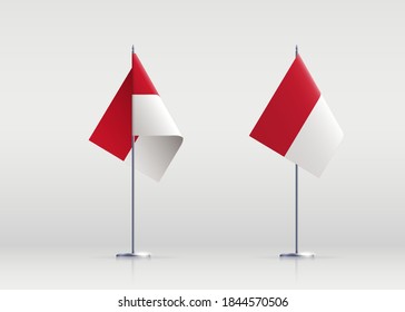 Monaco flag state symbol isolated on background national banner. Greeting card National Independence Day of the Principality of Monaco. Illustration banner with realistic state flag.