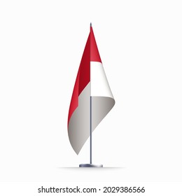 Monaco flag state symbol isolated on background national banner. Greeting card National Independence Day of the Principality of Monaco. Illustration banner with realistic state flag.