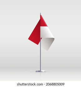 Monaco flag state symbol isolated on background national banner. Greeting card National Independence Day of the Principality of Monaco. Illustration banner with realistic state flag.