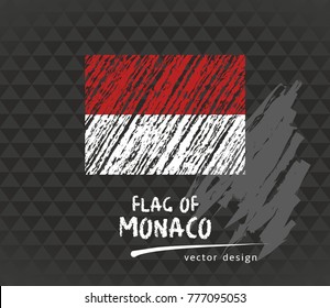 Monaco flag, vector sketch hand drawn illustration on dark grunge background