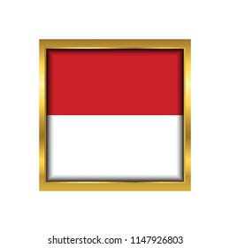 Monaco Flag Vector Square Icon - Illustration, Flag of Monaco. Abstract concept, icon,golden square, button. Raster illustration on white background.