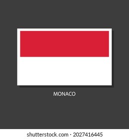 Monaco flag Vector Square Icon on Black Background.