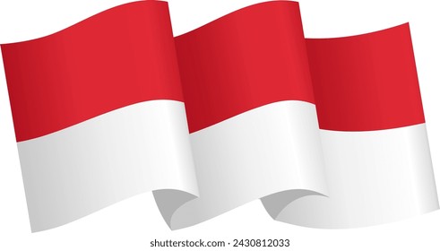 Monaco flag wave isolated on png or transparent background vector illustration.