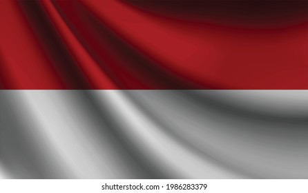 Bandera de Mónaco ondeando. antecedentes de diseño patriótico y nacional. ilustración vectorial  