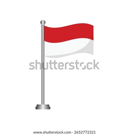 Monaco Flag Waving on Flagpole Vector