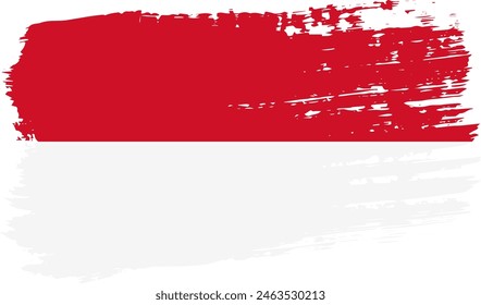 Monaco flag, wide brush stroke on transparent background, vector.