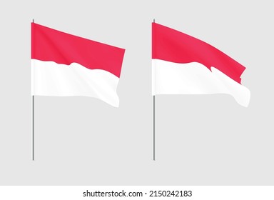 Monaco flags. Set of national realistic Monaco flags. Vector 