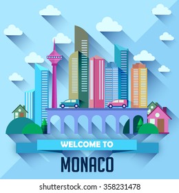 Monaco - Flat design city vector illustration