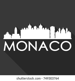 Monaco Flat Icon Skyline Silhouette Design City Vector Art Famous Buildings.