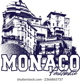 Monaco Fontvieille, Monako city ​​skyline silhouette 