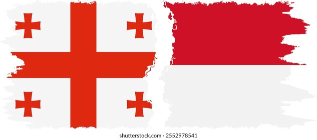 Monaco and Georgia grunge flags connection, vector