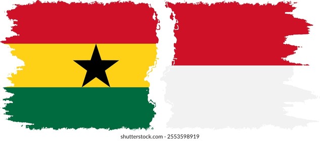 Monaco and Ghana grunge flags connection, vector