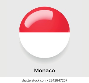 Monaco-Hochglanzblase mit nationaler Flagge, Rundform-Symbol, Vektorgrafik-Glas
