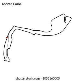 Monaco grand prix race track. circuit for motorsport and autosport. Vector illustration.