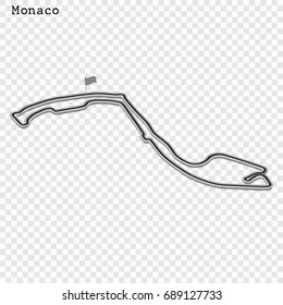 Monaco grand prix race track. circuit for motorsport and autosport. Vector illustration. Circuit de Monaco